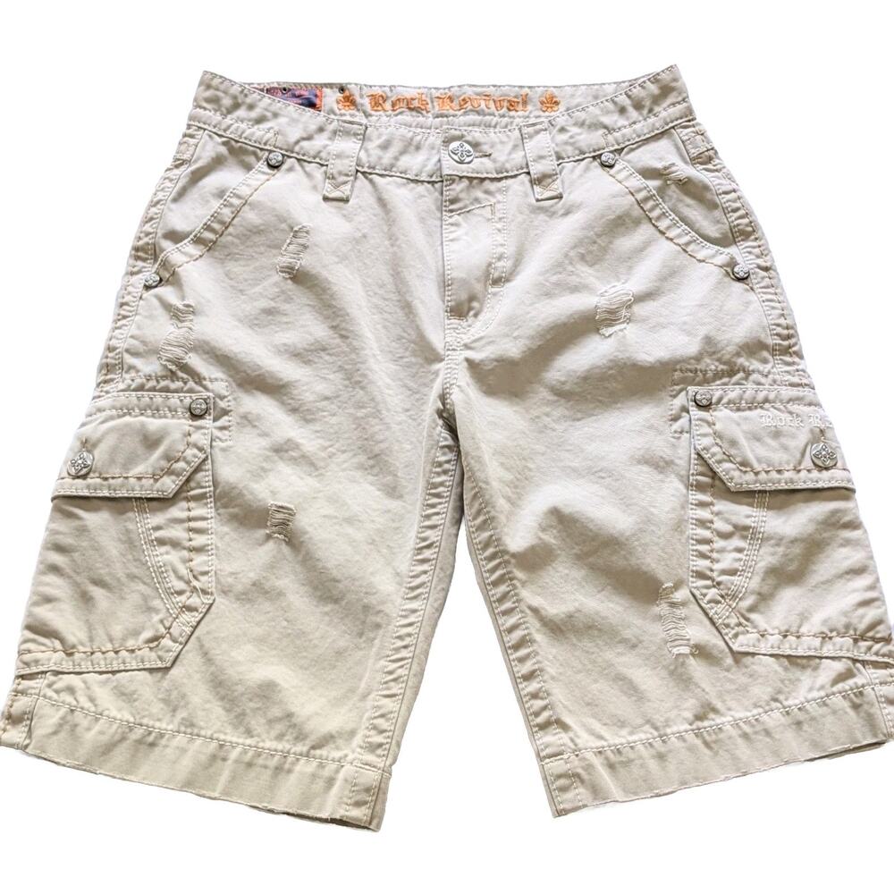 Rock Revival Mens Shorts Classic 32x24 Thick Stitch Prototype Limited Cargo